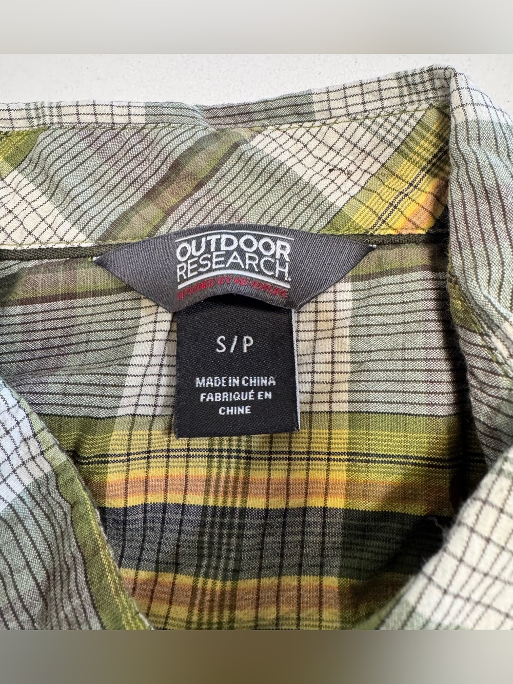 Outdoor Research Growler S/S Shirt Mens S Green Plaid Nylon Hiking Tech Gorpcore - Picture 4 of 10